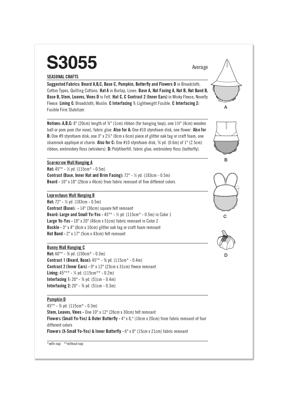 Simplicity Sewing Pattern S3055 Seasonal Crafts