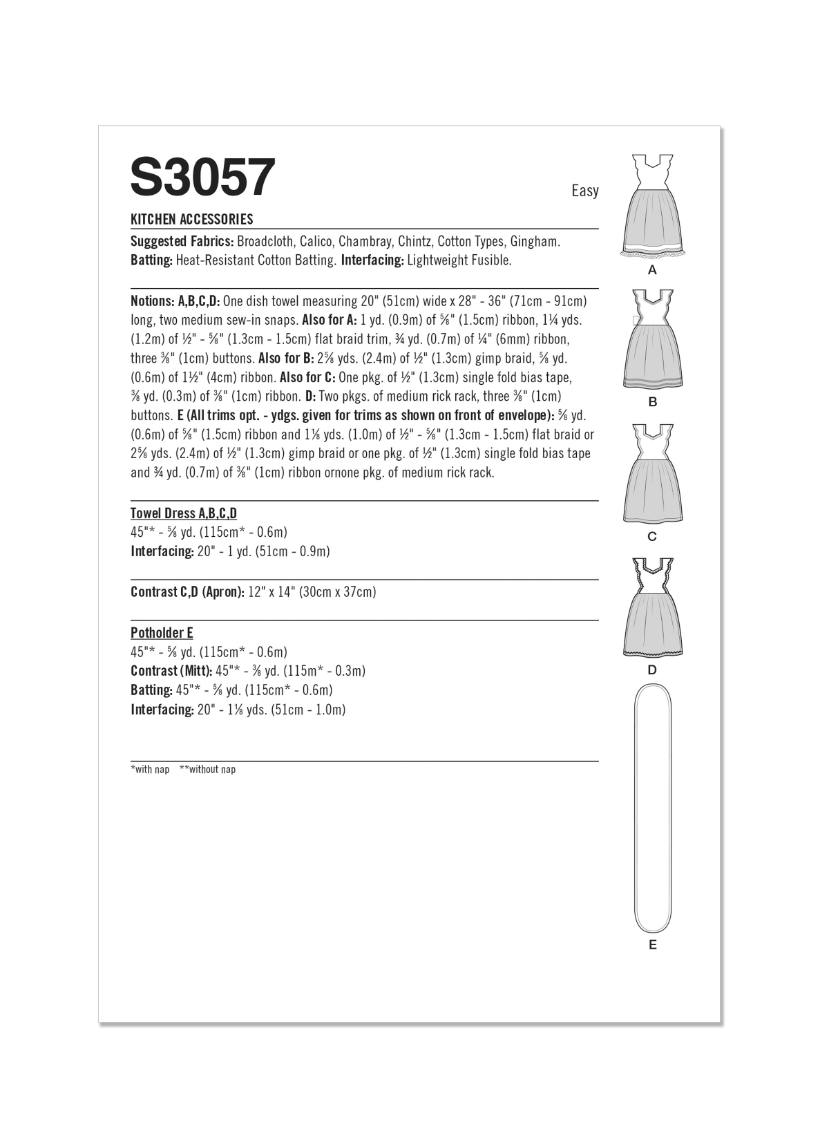 Simplicity Sewing Pattern S3057 Kitchen Accessories