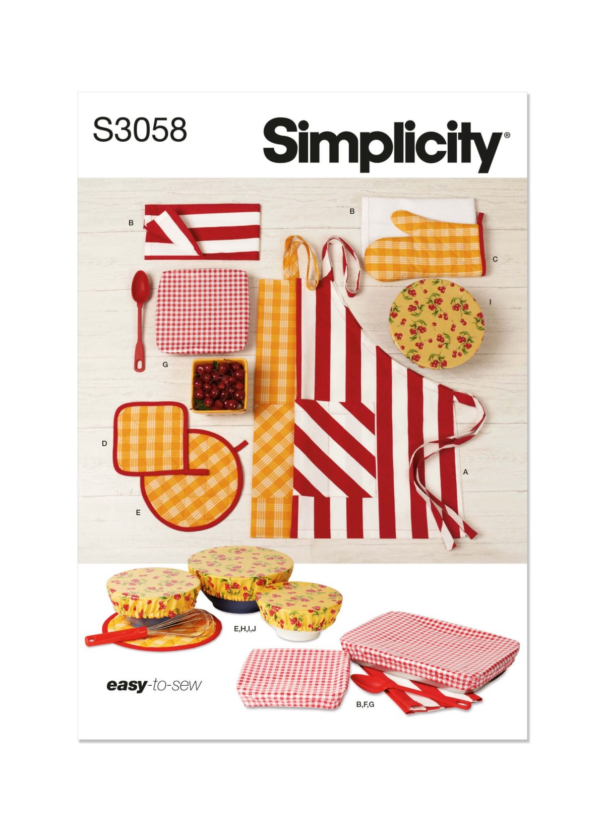 Simplicity Sewing Pattern S3058 Apron in One Size and Kitchen Accessories
