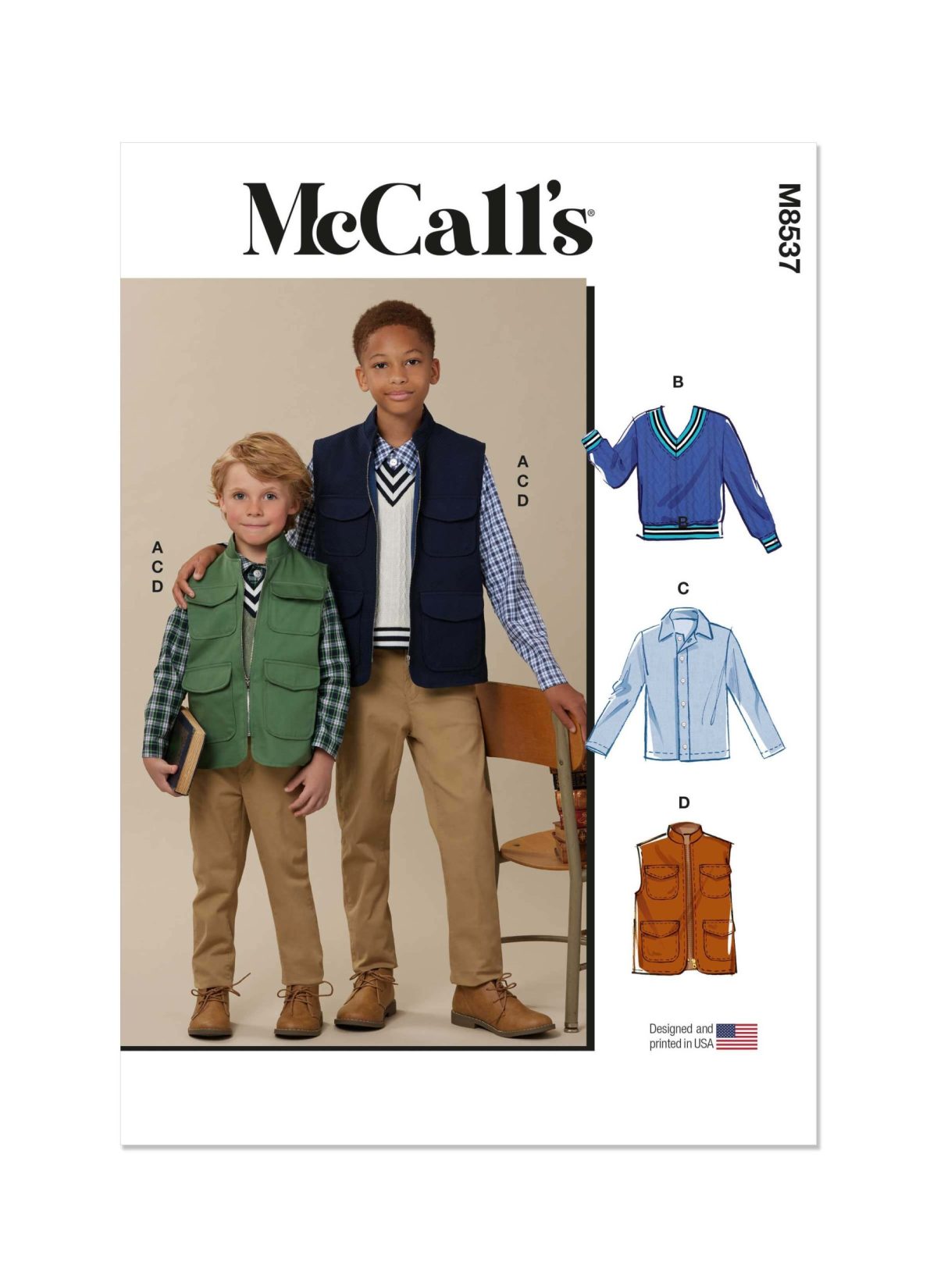 McCall's Sewing Pattern M8537 Children’s and Boys’ Vests, Top and Shirt