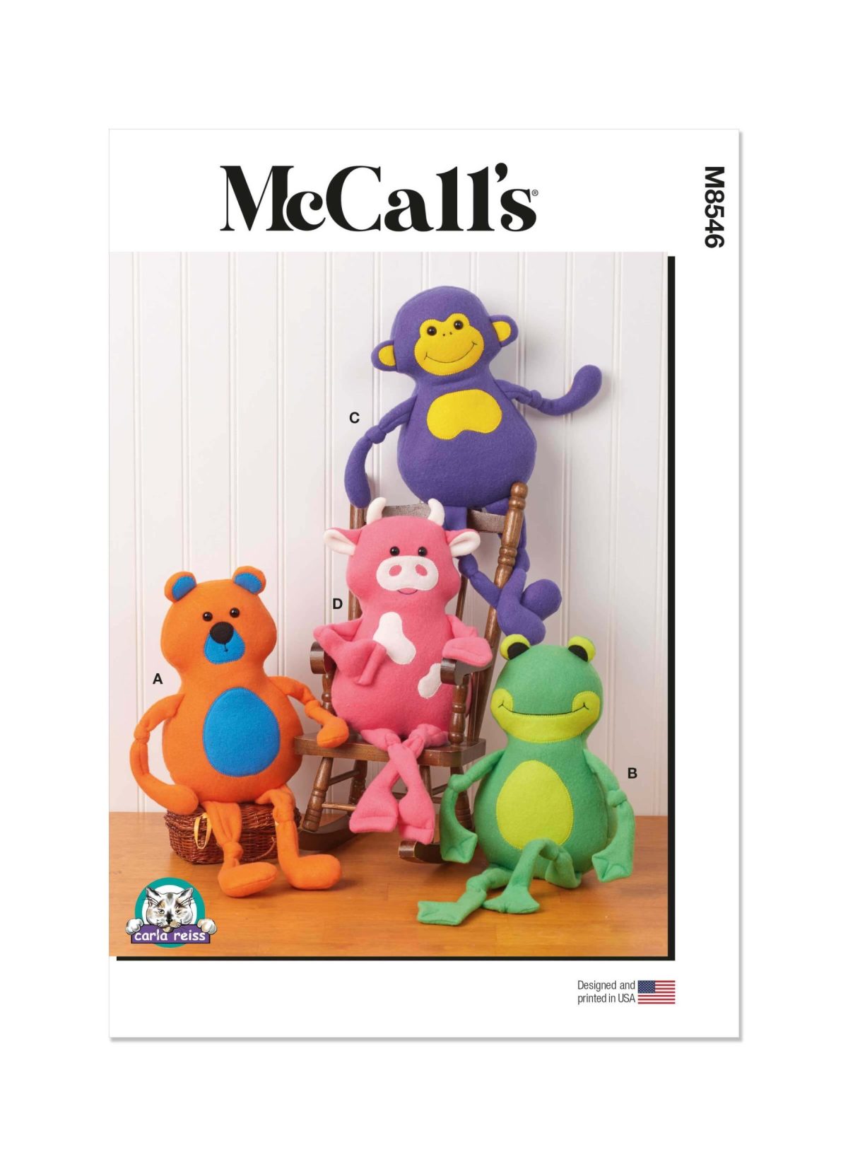 McCall's Sewing Pattern M8546 Plush Animals by Carla Reiss
