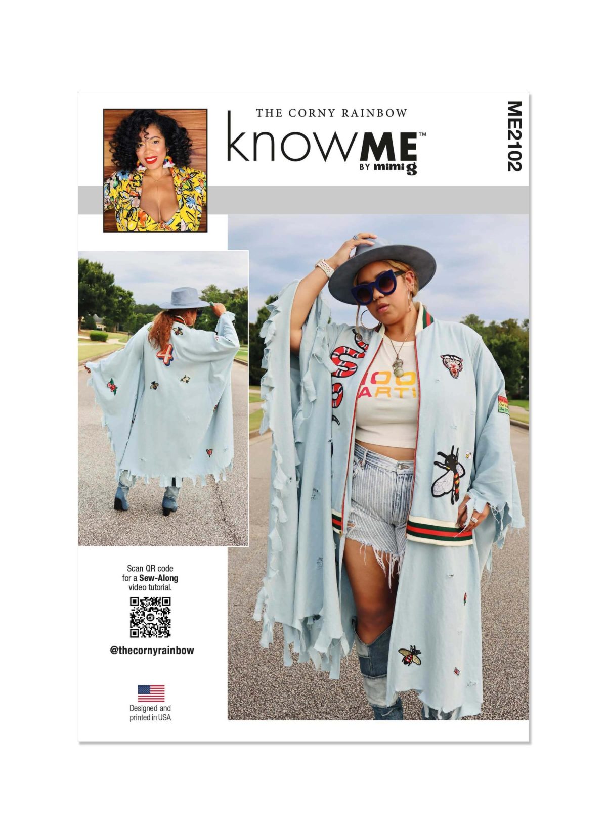 Know Me Sewing Pattern ME2102 Misses' Bomber Cape by The Corny Rainbow