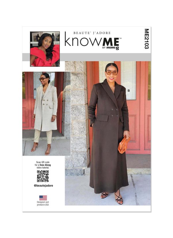 Know Me Sewing Pattern ME2103 Misses' Lined Coat in Two Lengths by Beaute' J'Adore