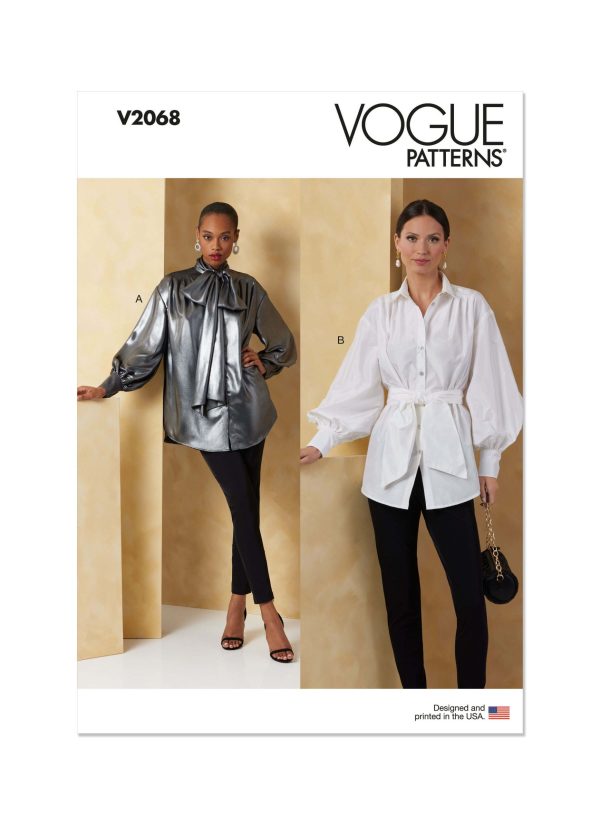 Vogue Sewing Pattern V2068 Misses' Tops and Sash
