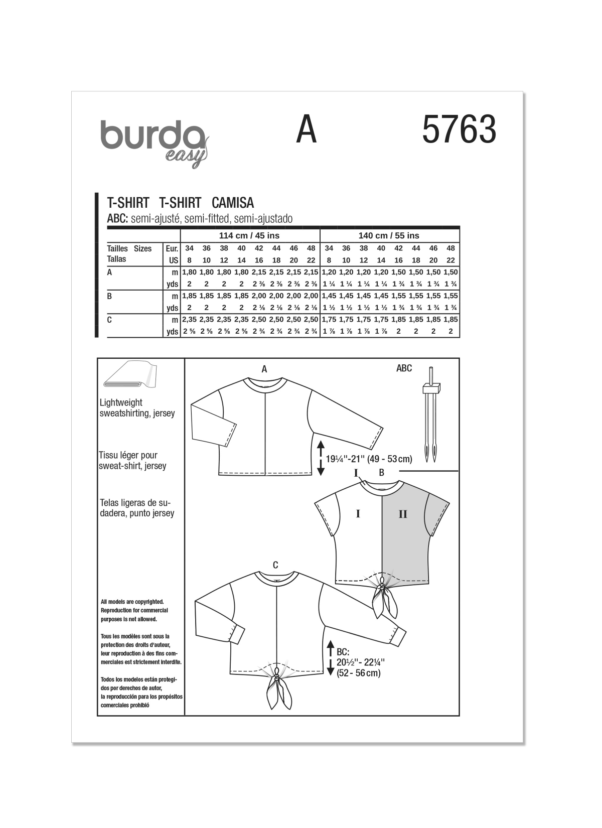 Burda Style Pattern 5763 Misses' T-Shirts