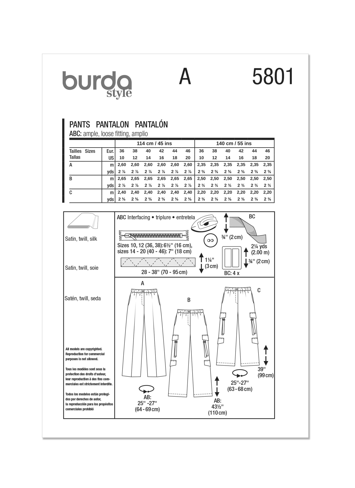 Burda Style Pattern 5801 Misses' Trouser Pants