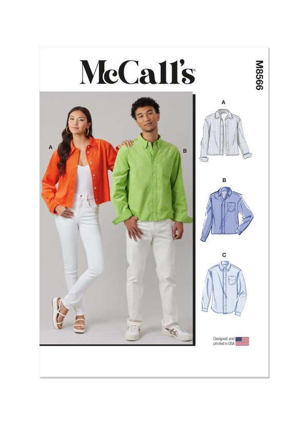McCall's Sewing Pattern M8566 Unisex Shirt in Three Lengths