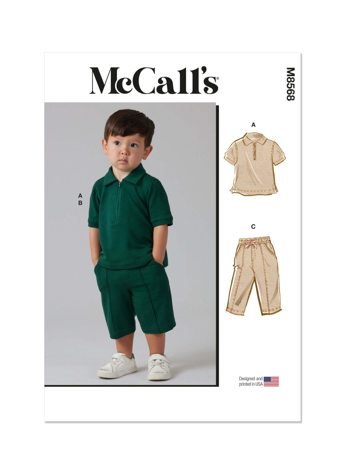 McCall's Sewing Pattern M8568 Toddlers' Top, Shorts and Trousers