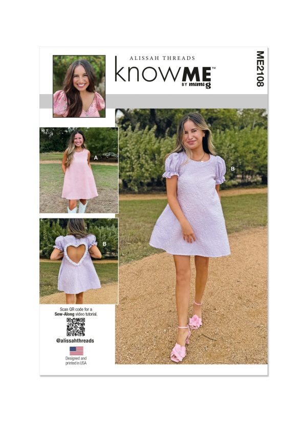 Know Me Sewing Pattern ME2108 Misses' Dress with Sleeve Variations by Alissah Threads