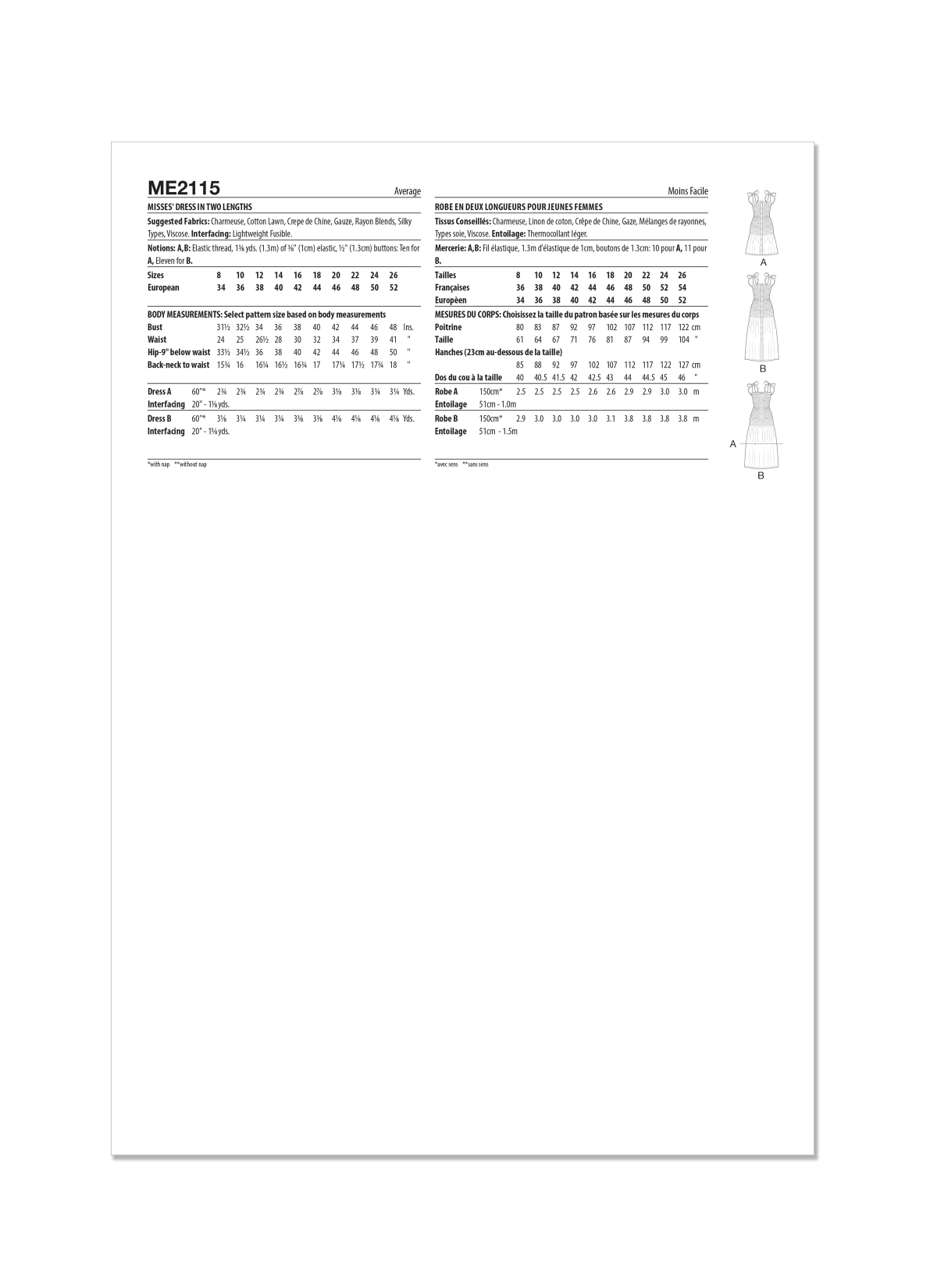 Know Me Sewing Pattern ME2115 Misses' Dress in Two Lengths by Lydia Naomi