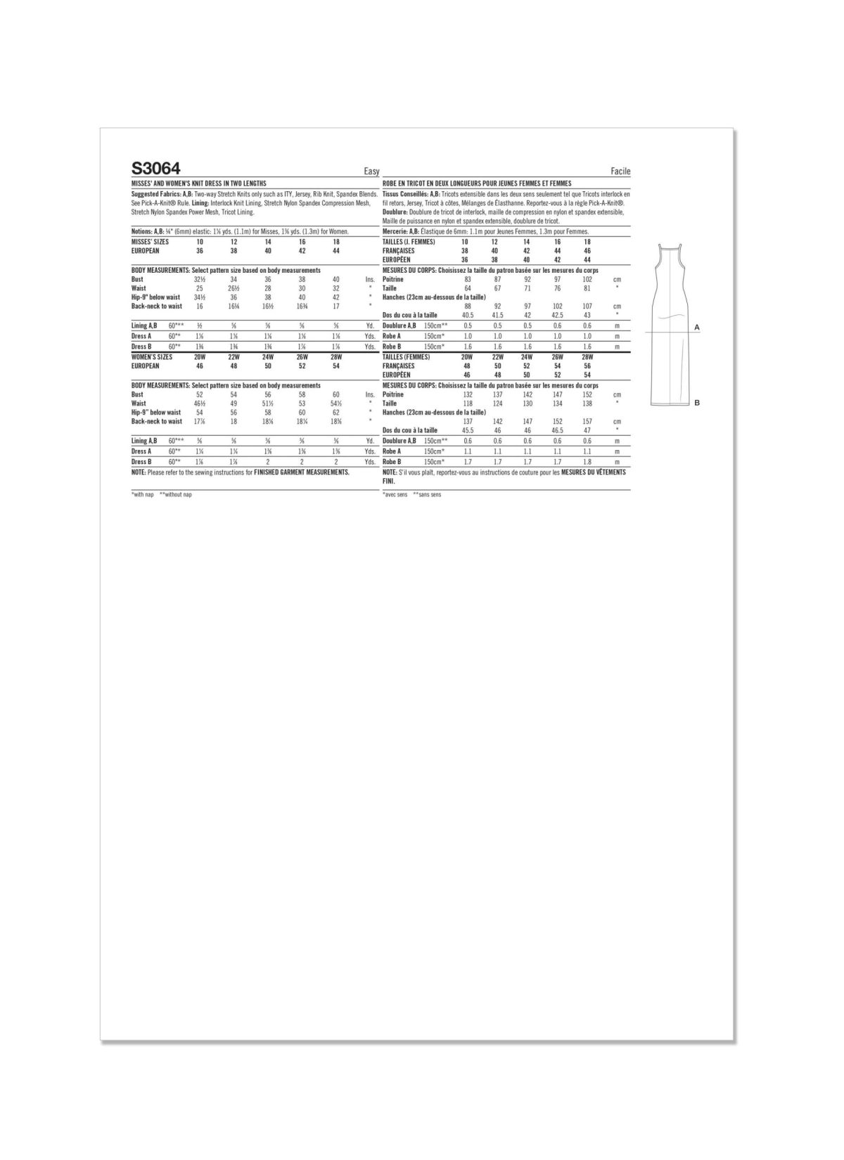 Simplicity Sewing Pattern S3064 Misses' and Women's Knit Dress in Two Lengths by Mimi G Style