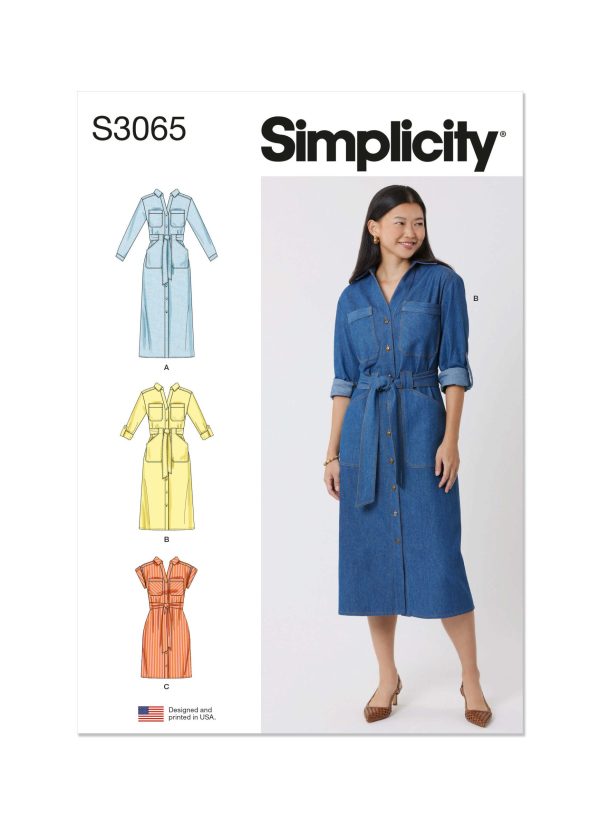Simplicity Sewing Pattern S3065 Misses' and Women's Dresses with Tie Belt