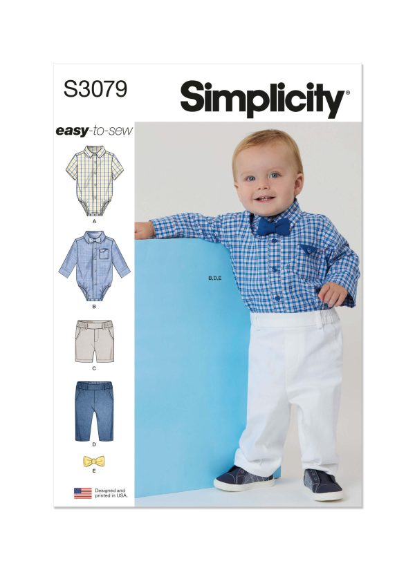 Simplicity Sewing Pattern S3079 Babies' Bodysuits, Shorts and Trousers