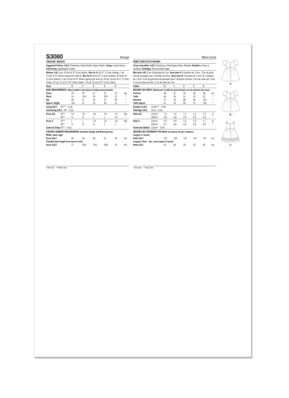 Simplicity Sewing Pattern S3080 Toddlers' Dresses