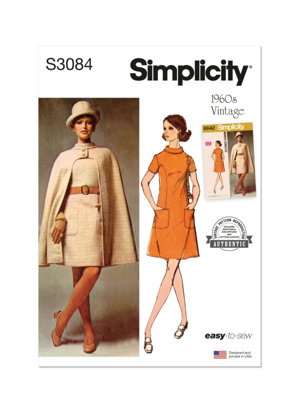 Simplicity Sewing Pattern S3084 Misses' Cape and Dress