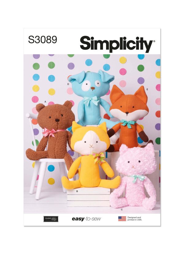 Simplicity Sewing Pattern S3089 Plush Pets by Elaine Heigl Designs