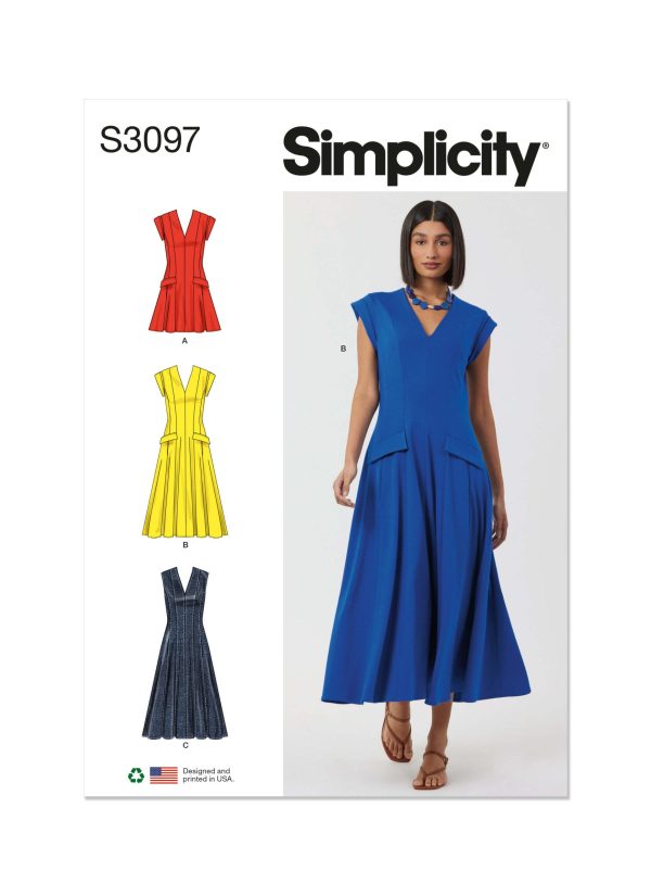 Simplicity Sewing Pattern S3097 Misses' Dress with Length and Sleeve Variations