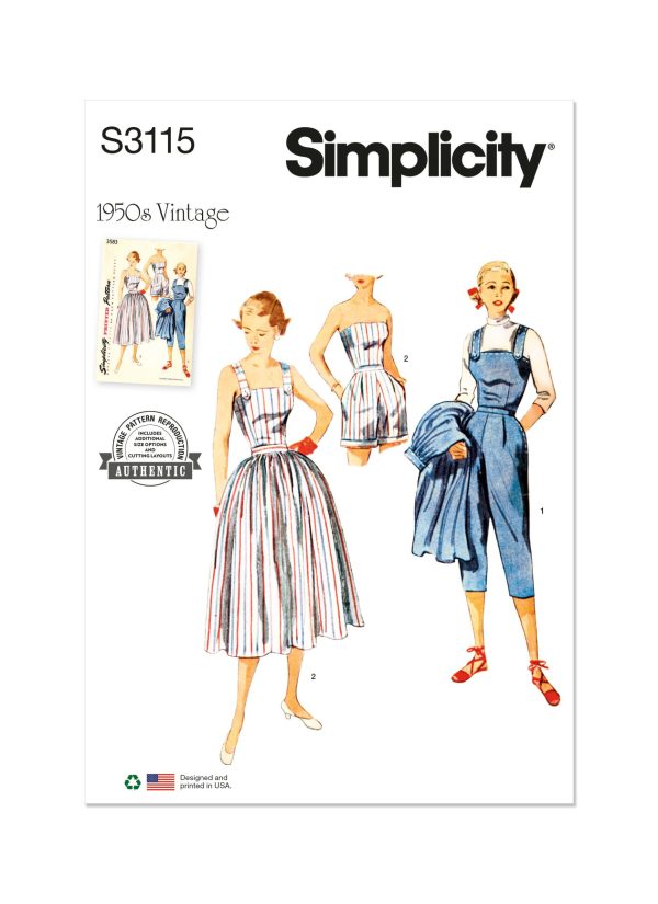 Simplicity Sewing Pattern S3115 Misses' Two-Piece Play Suit in Two Lengths and Skirt