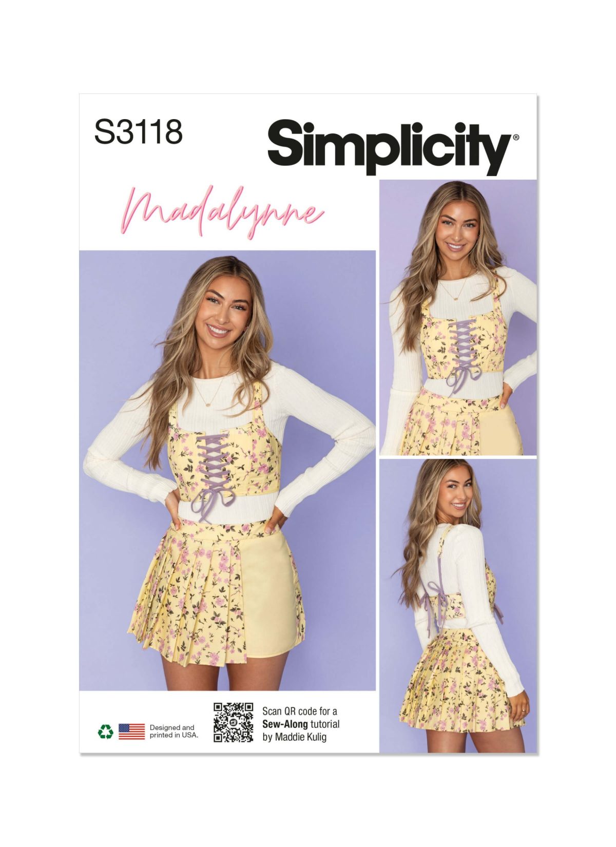 Simplicity Sewing Pattern S3118 Misses' Cropped Corset and Skort by Madalynne Intimates