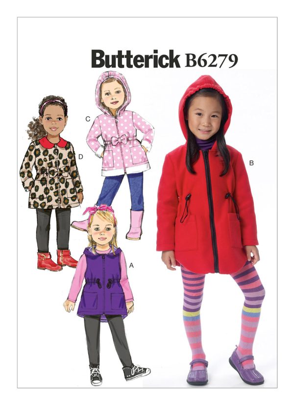 Butterick Sewing Pattern B6279 Children's/Girls' Vest and Jackets with Hood