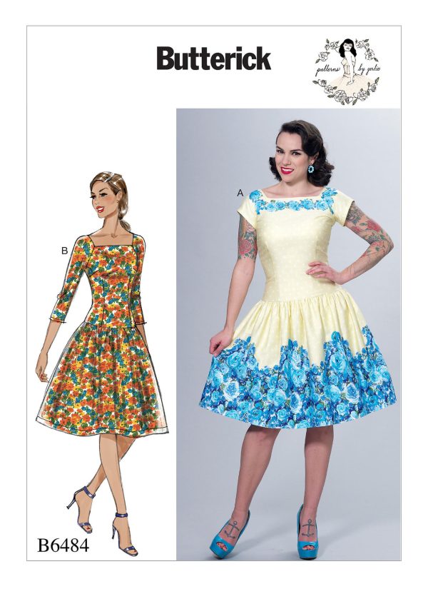 Butterick Sewing Pattern B6484 Misses' Square-Neck, Dropped-Waist Dresses and Petticoat Ruffle