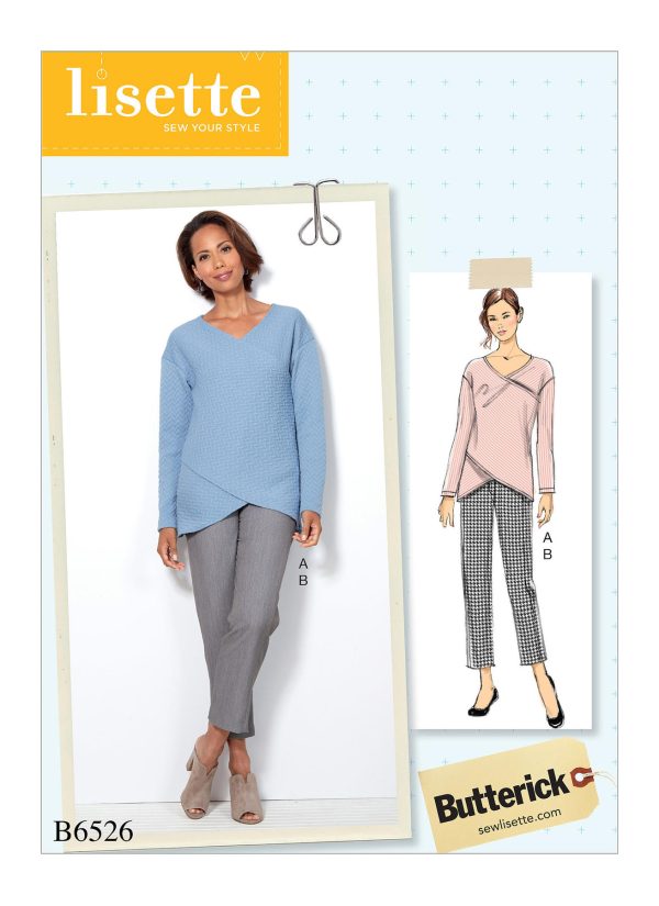 Butterick Sewing Pattern B6526 Misses' Crossover Knit Top and Side-Seam-Detail Pants by Lisette