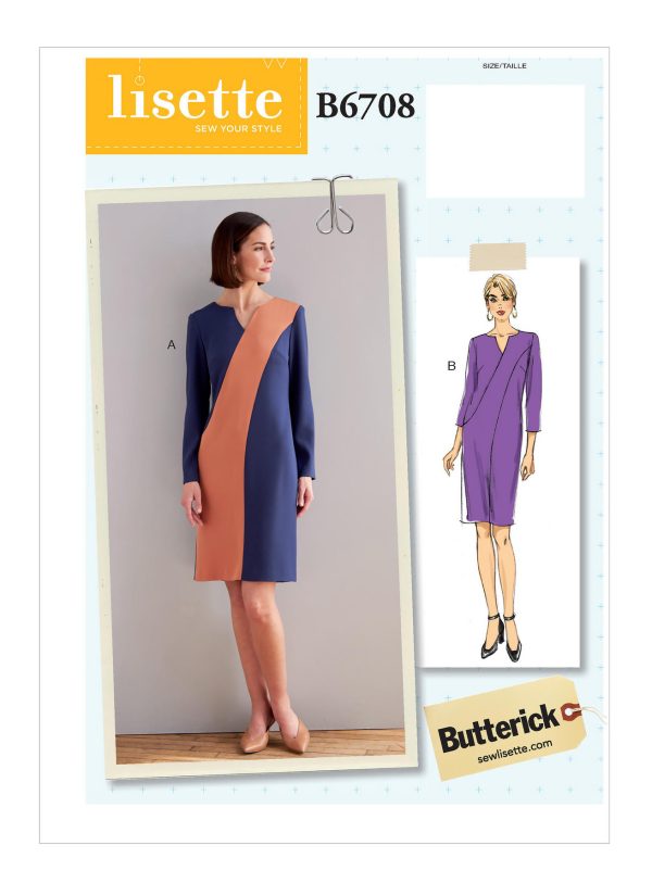 Butterick B6708 Sewing Pattern Misses' Dress by Lisette