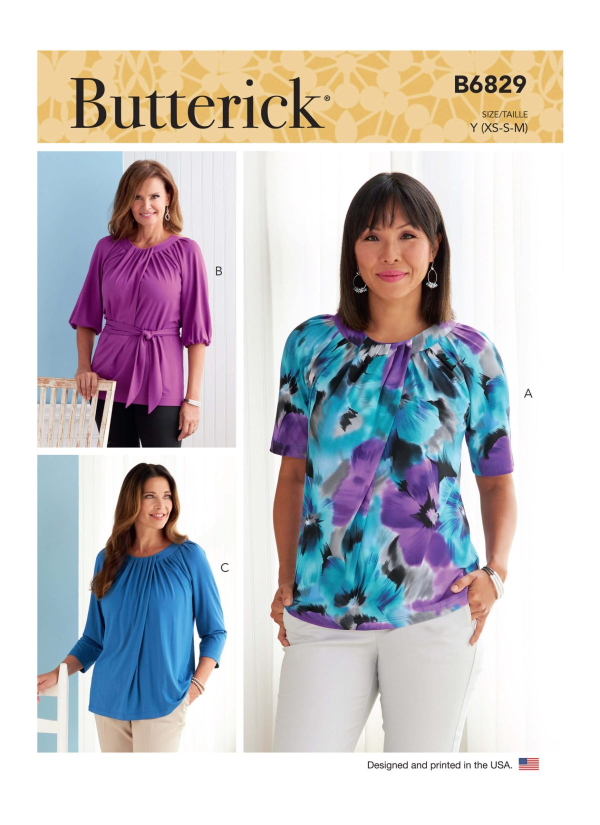 Butterick Sewing Pattern B6829 Misses' Tops & Sash