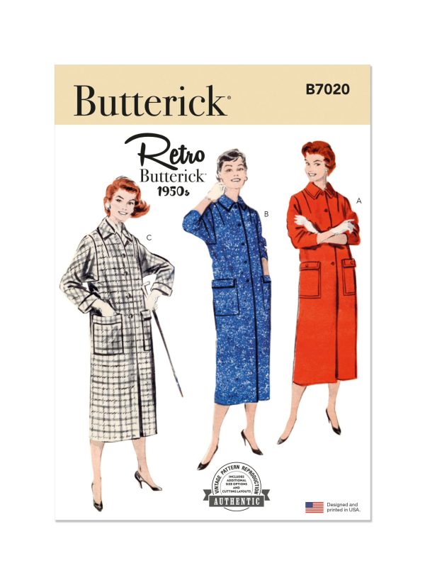 Butterick Sewing Pattern B7020 Misses' Box Coat