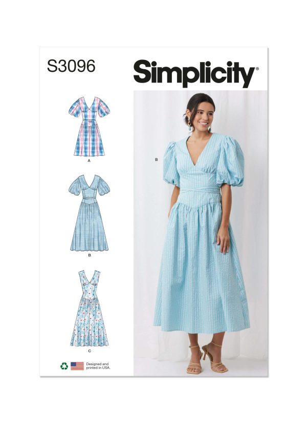 Simplicity Sewing Pattern S3096 Misses' and Women's Dress with Length and Sleeve Variations
