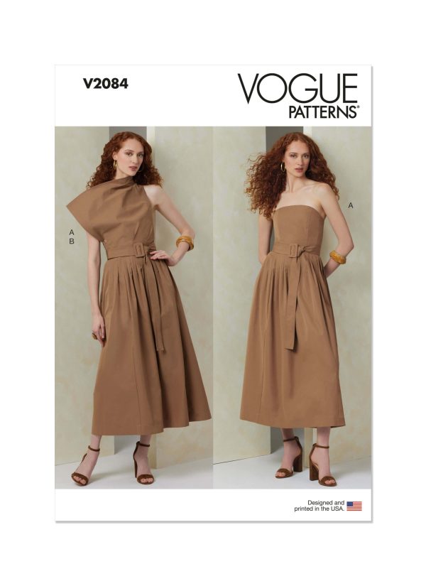 Vogue Patterns Sewing Pattern V2084 Misses' Dress with Belt and Overbodice