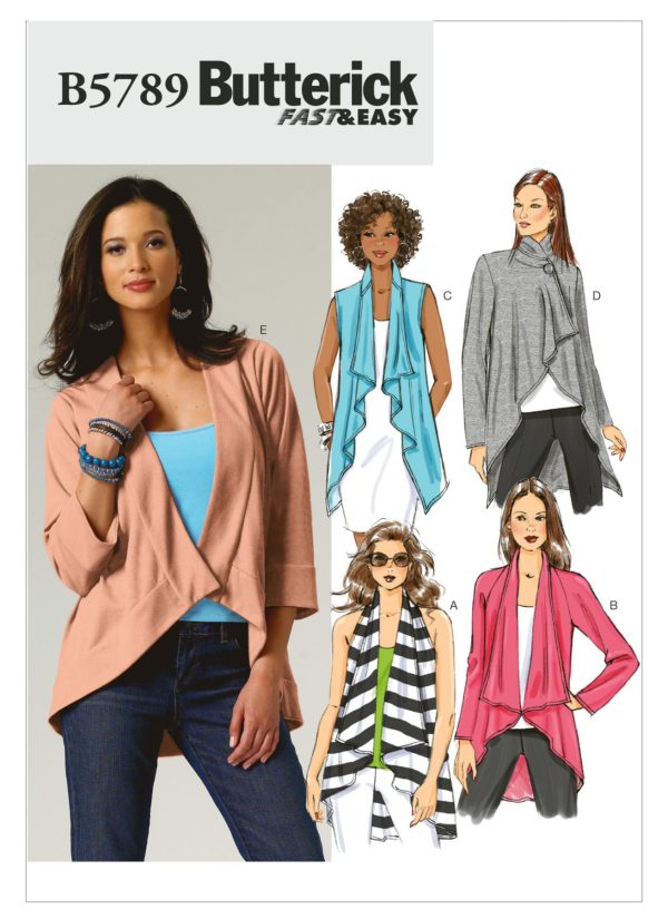 Butterick Sewing Pattern B5789 Misses' Draped Vest and Jackets