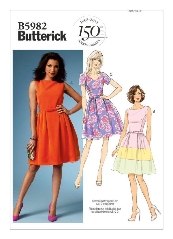 Butterick Sewing Pattern B5982 Misses'/Misses' Petite Gathered Dresses and Belt
