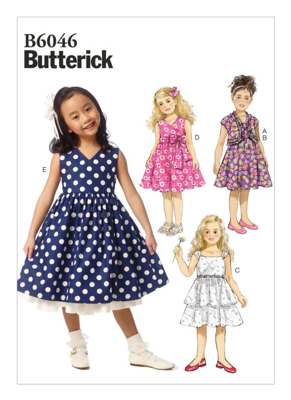 Butterick Sewing Pattern B6046 Children's/Girls' Ruffled Shrug and Raised-Waist Dresses