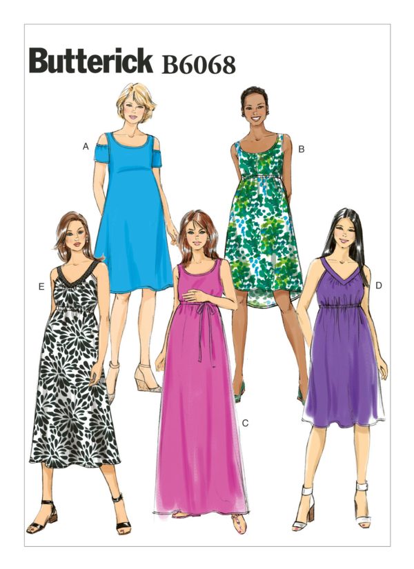 Butterick Sewing Pattern B6068 Misses' Maternity Pullover Dresses and Belt