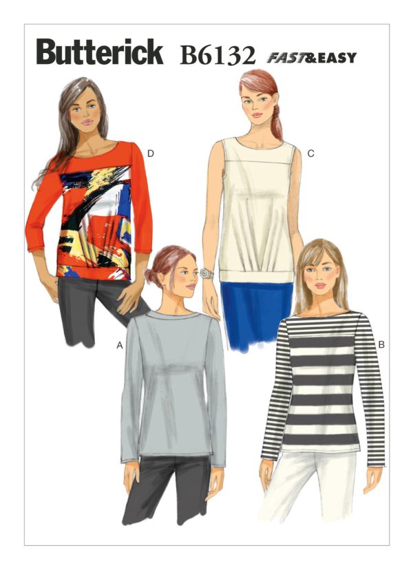 Butterick Sewing Pattern B6132 Misses' Pullover Tops