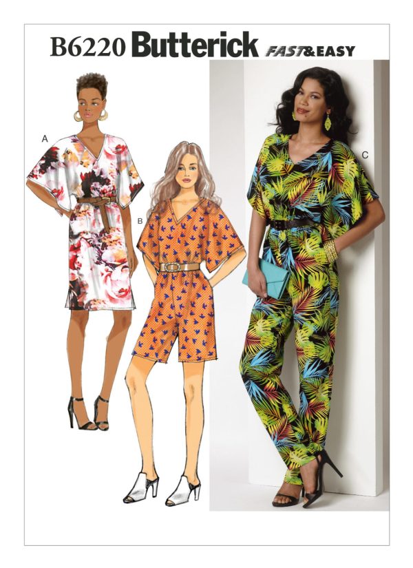 Butterick Sewing Pattern B6220 Misses' Surplice-Back Dress and Jumpsuit