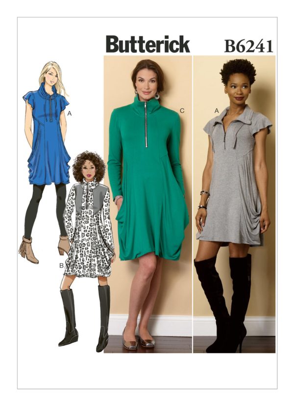 Butterick Sewing Pattern B6241 Misses' Draped-Pocket Dresses