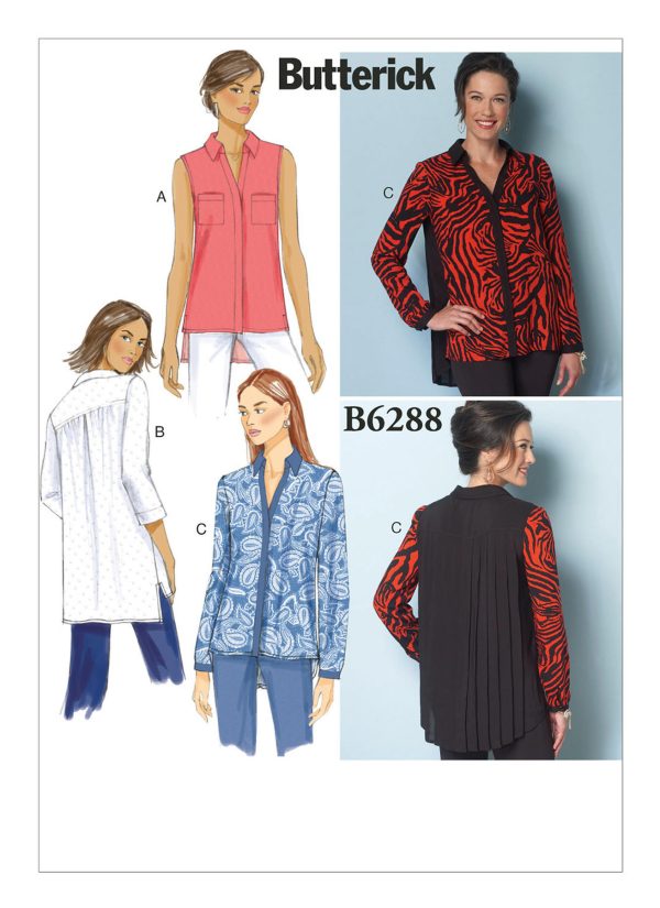 Butterick Sewing Pattern B6288 Misses' Back-Pleat Shirts