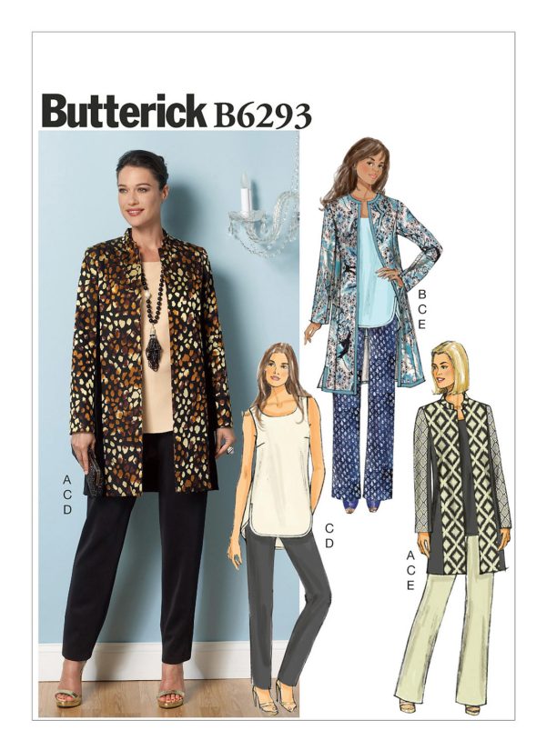 Butterick Sewing Pattern B6293 Misses' Open-Front Jackets, Top and Trousers