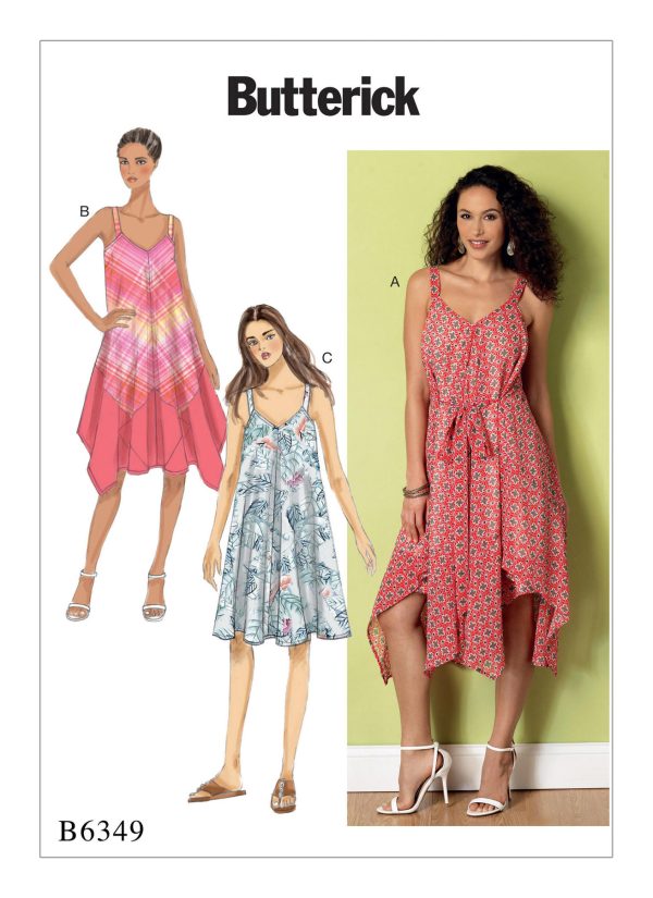 Butterick Sewing Pattern B6349 Misses' Handkerchief or Straight-Hem Dresses with V-Neck
