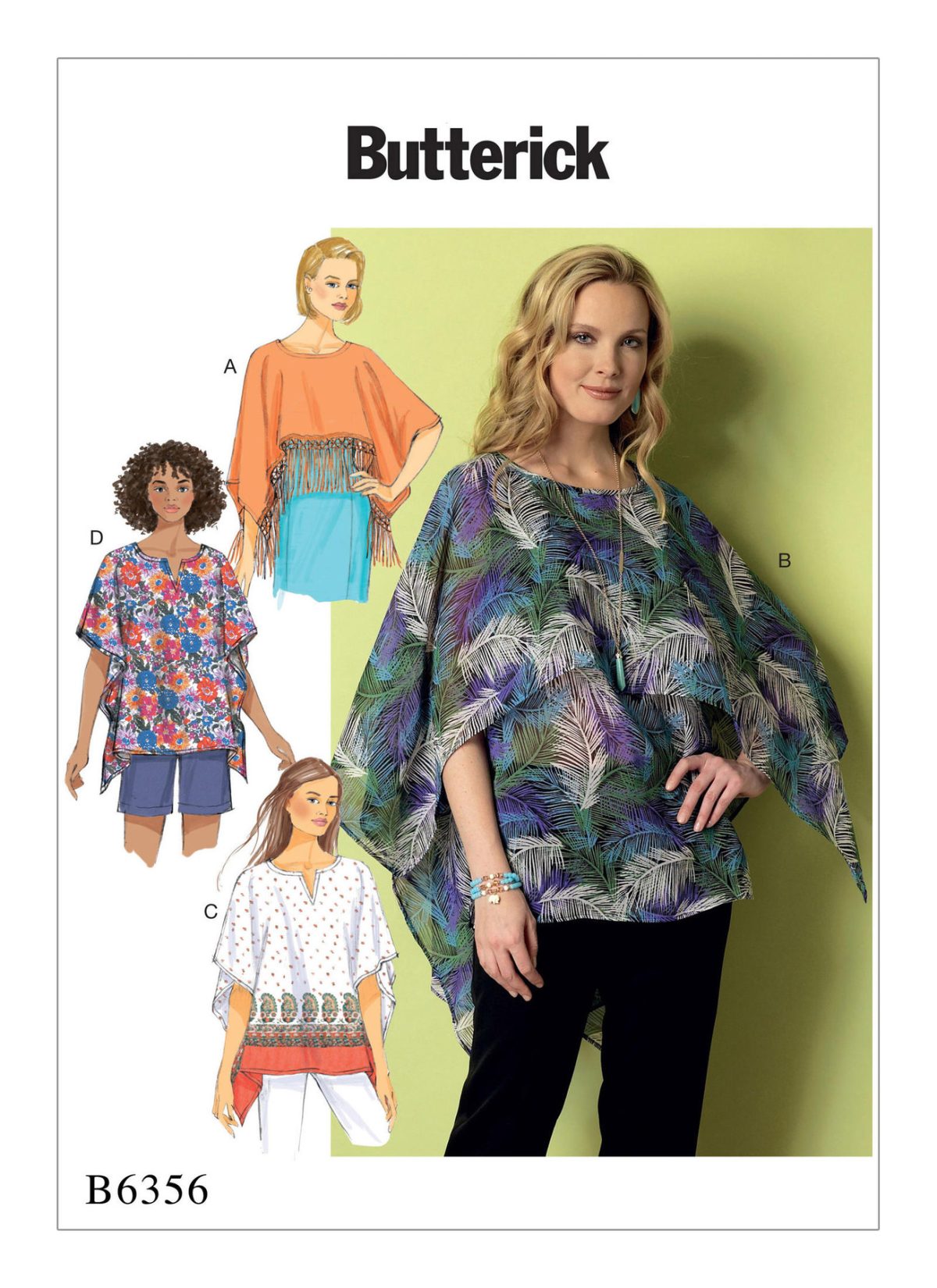 Butterick Sewing Pattern B6356 Misses' Fringe-Trim, Overlay or Notch-Neck Tunics