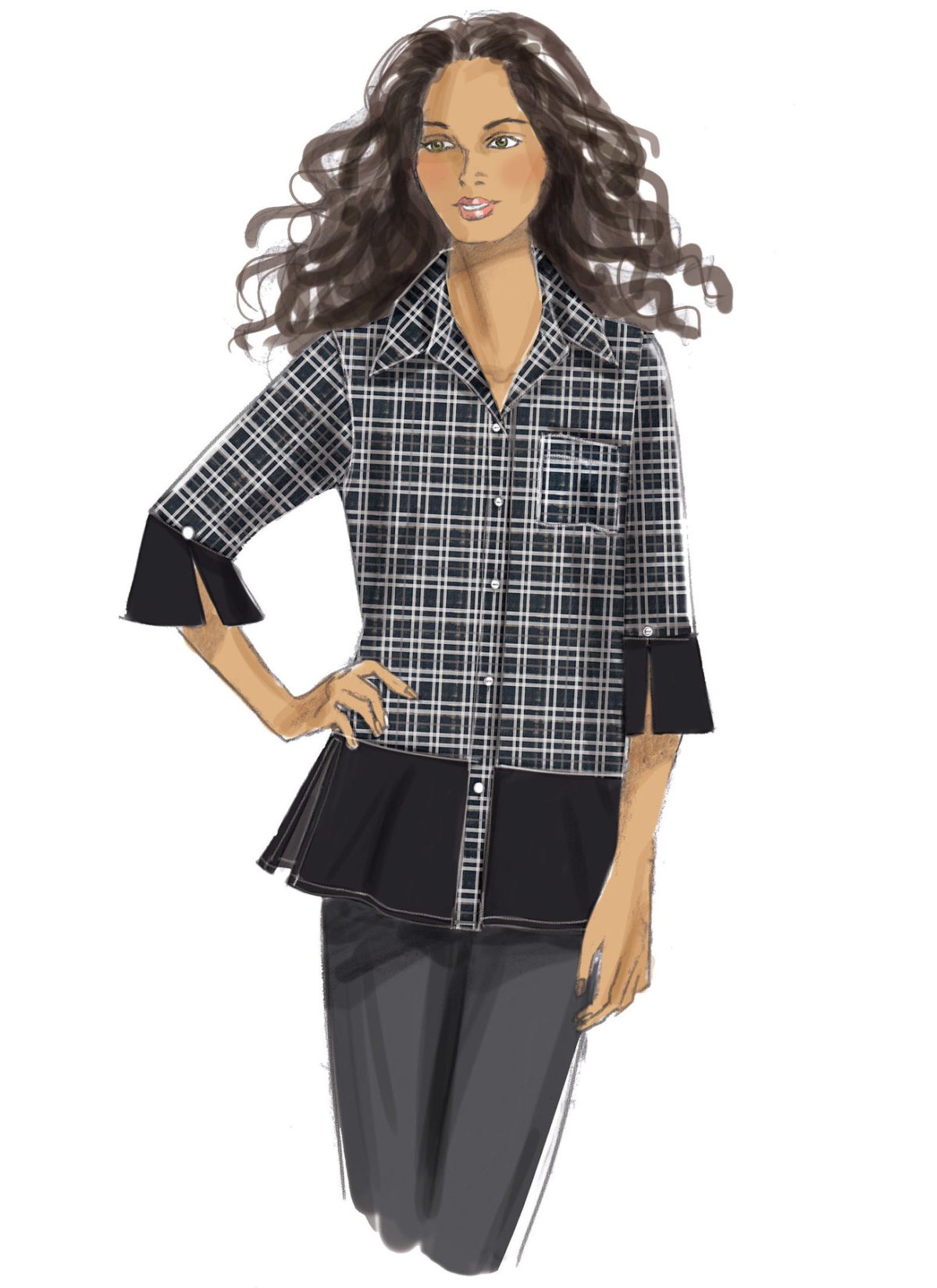Butterick Sewing Pattern B6376 Misses' Button-Down Shirts with Side Slits
