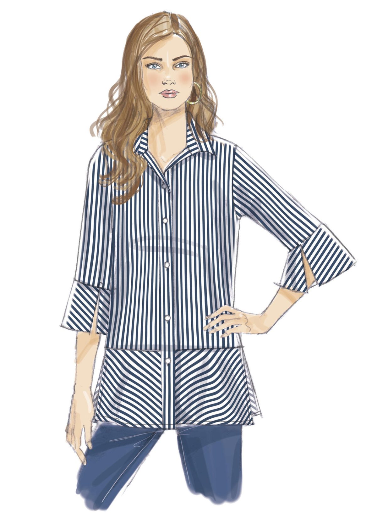 Butterick Sewing Pattern B6376 Misses' Button-Down Shirts with Side Slits