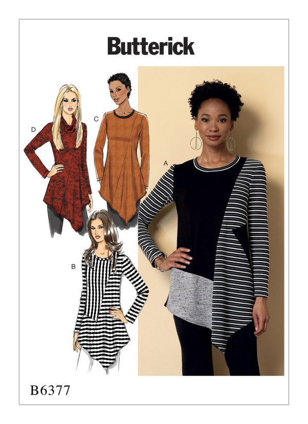 Butterick Sewing Pattern B6377 Misses' Seamed Tunics with Asymmetrical Hems