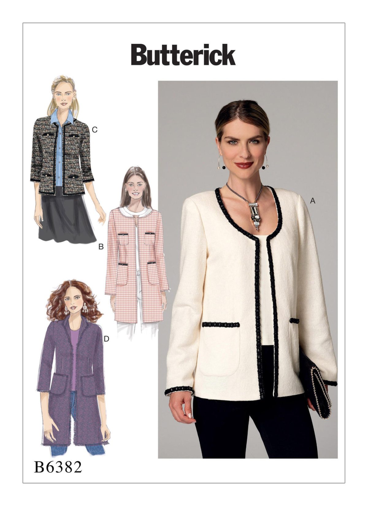 Butterick Sewing Pattern B6382 Misses' Open-Front Jackets with Patch Pockets