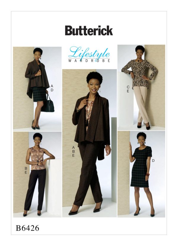 Butterick Sewing Pattern B6426 Misses'/Miss Petite Shawl Collar Jacket, Princess-Seam Top, Tunic, and Dress, and Trousers