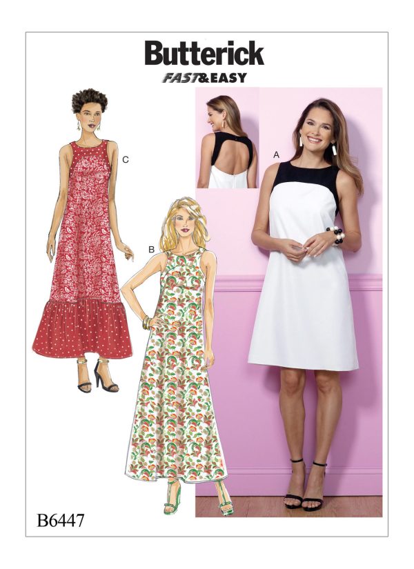 Butterick Sewing Pattern B6447 Misses' Back-Cutout Dresses with Yokes