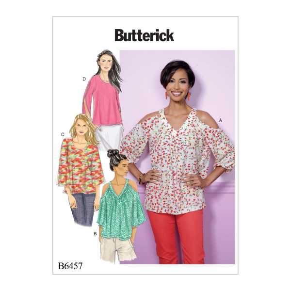Butterick Sewing Pattern B6457 Misses' V-Neck or Scoop neck, Tops with Cold-Shoulder Options