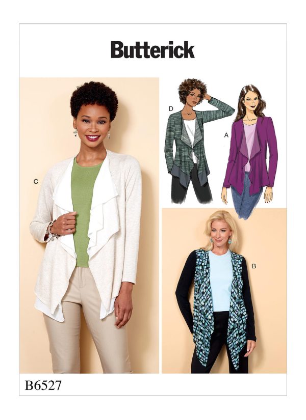 Butterick Sewing Pattern B6527 Misses' Cascade-Collar Knit Jacket